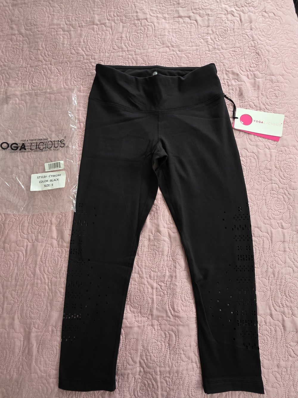 Yogalicious Black Laser-Cut High Waisted Leggings